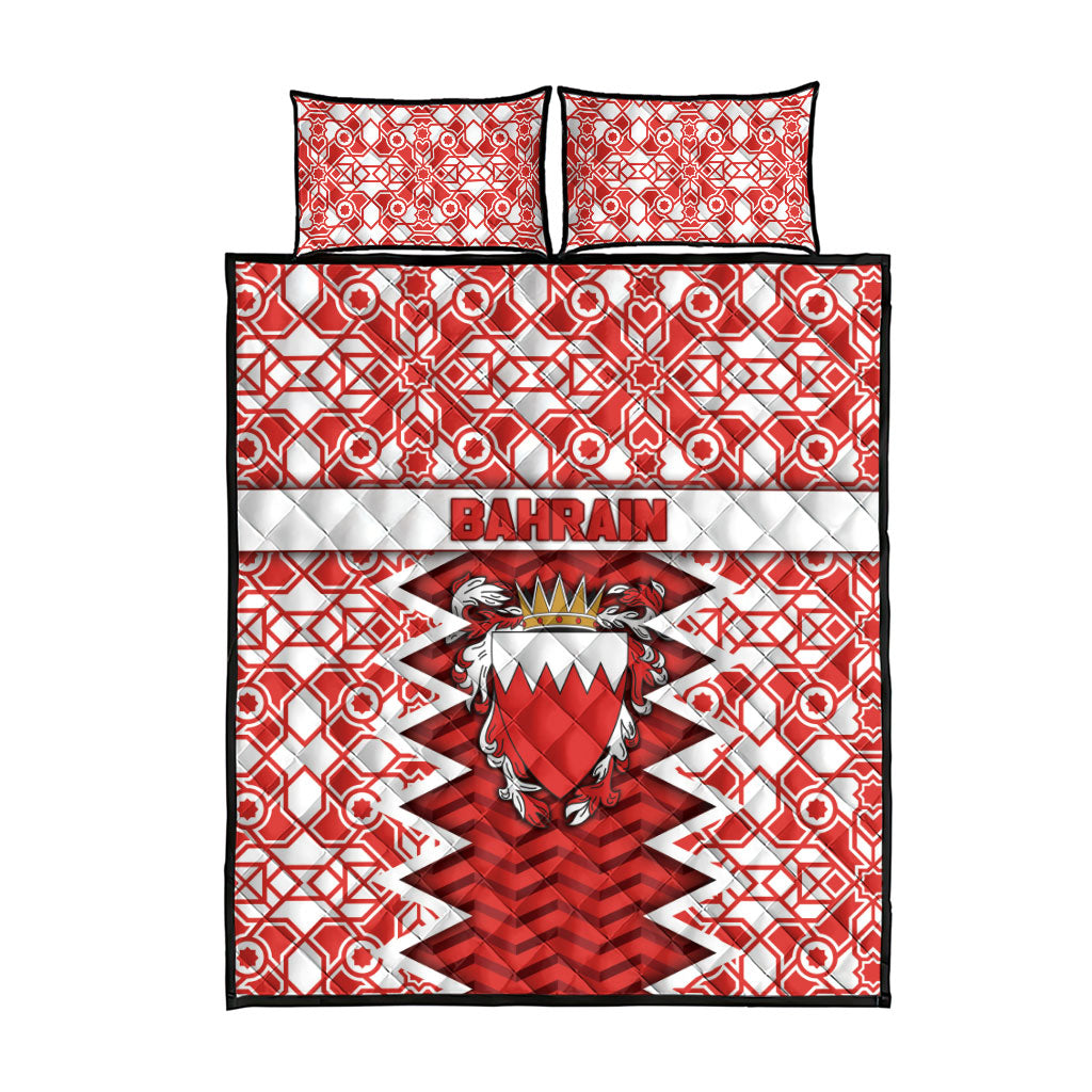 Bahrain Quilt Bed Set Royal Coat Of Arms And Map Islamic Pattern