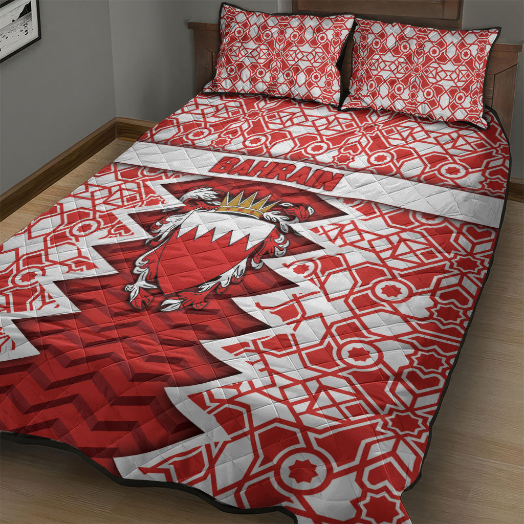 Bahrain Quilt Bed Set Royal Coat Of Arms And Map Islamic Pattern
