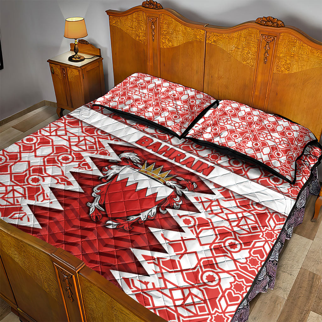 Bahrain Quilt Bed Set Royal Coat Of Arms And Map Islamic Pattern