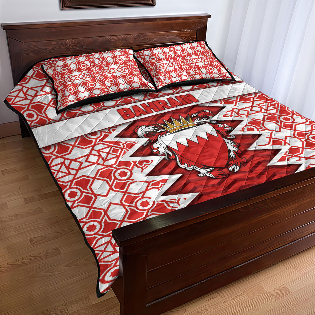 Bahrain Quilt Bed Set Royal Coat Of Arms And Map Islamic Pattern