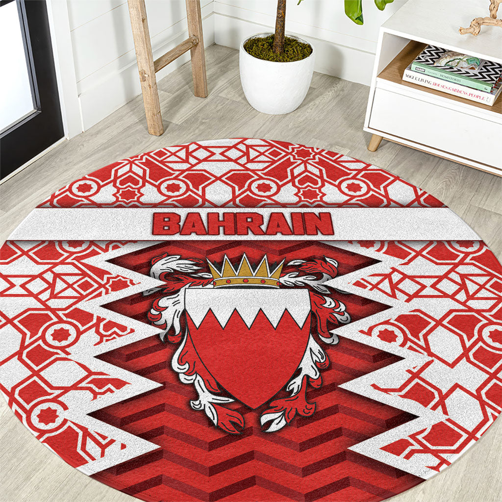 Bahrain Round Carpet Royal Coat Of Arms And Map Islamic Pattern