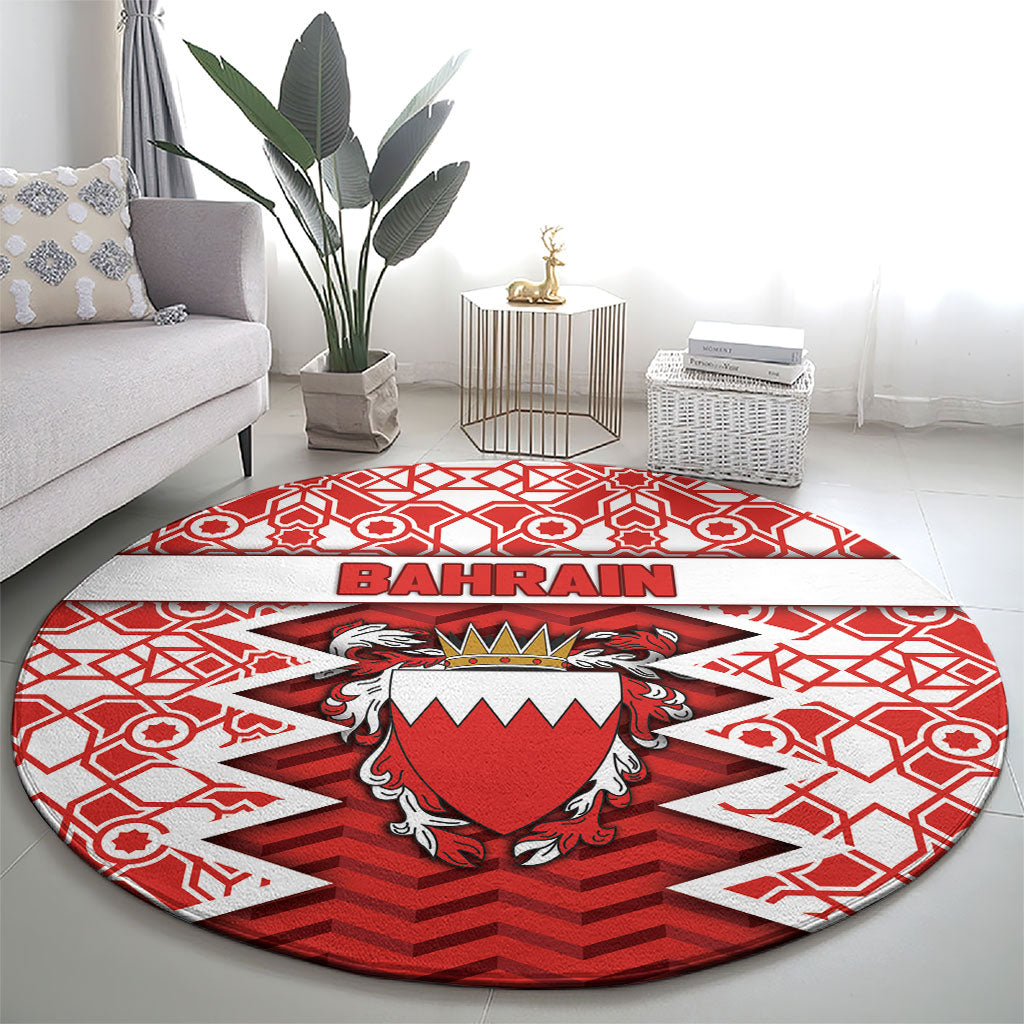 Bahrain Round Carpet Royal Coat Of Arms And Map Islamic Pattern