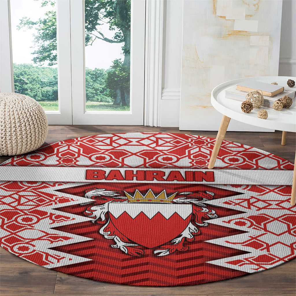 Bahrain Round Carpet Royal Coat Of Arms And Map Islamic Pattern