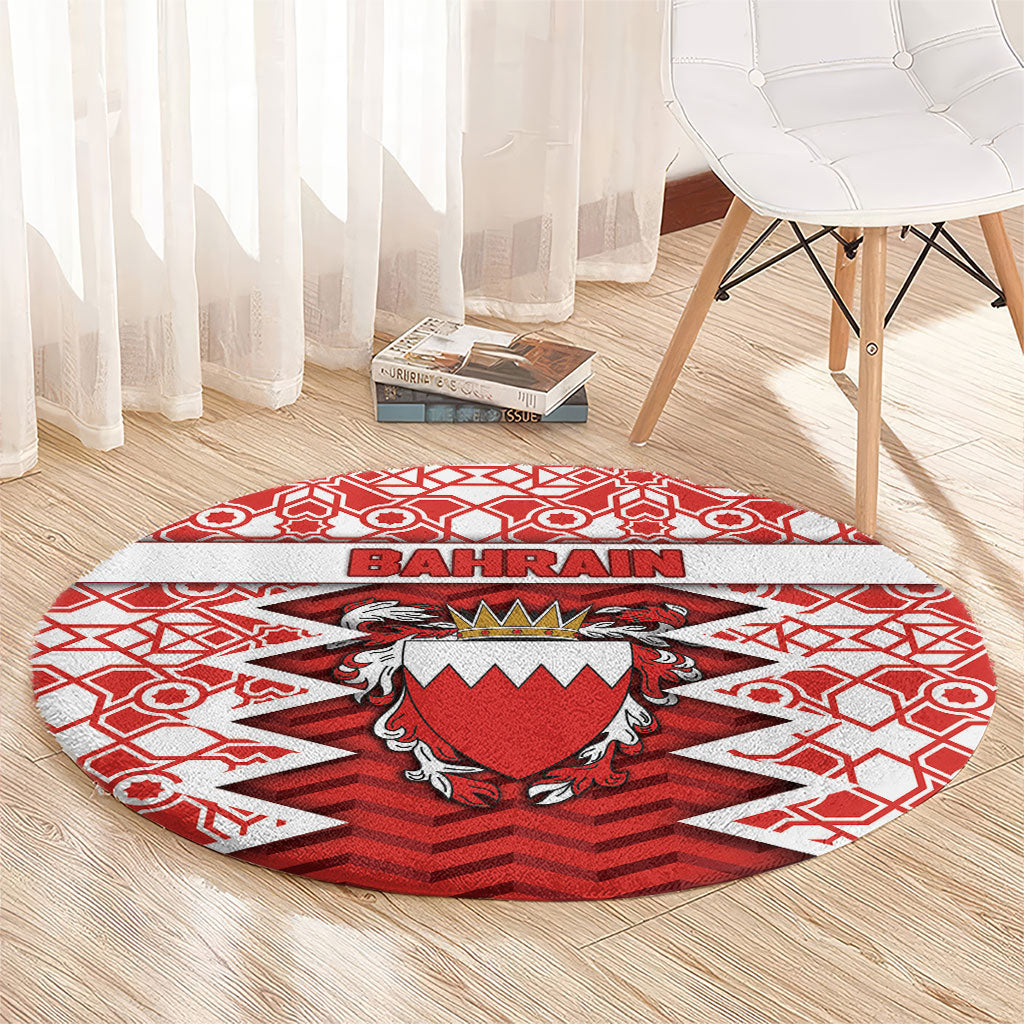 Bahrain Round Carpet Royal Coat Of Arms And Map Islamic Pattern