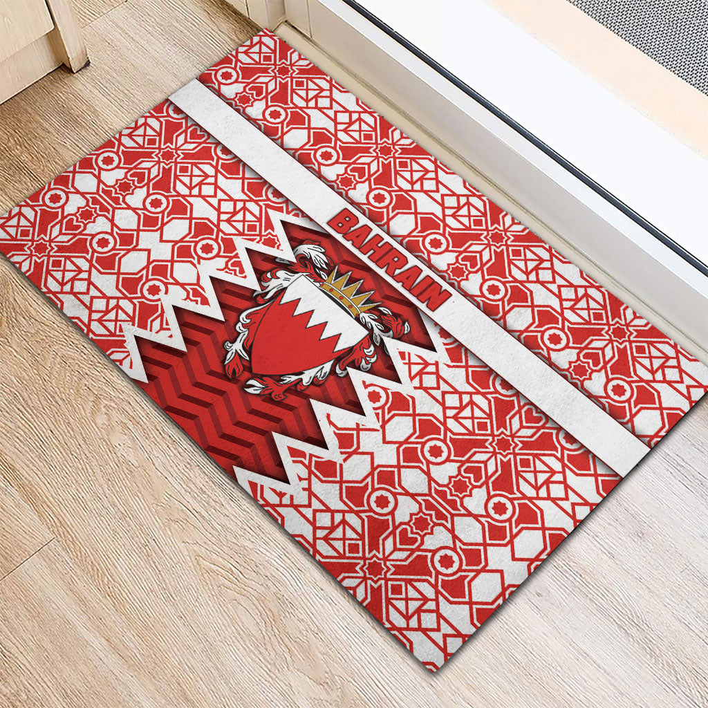 Bahrain Rubber Doormat Royal Coat Of Arms And Map Islamic Pattern