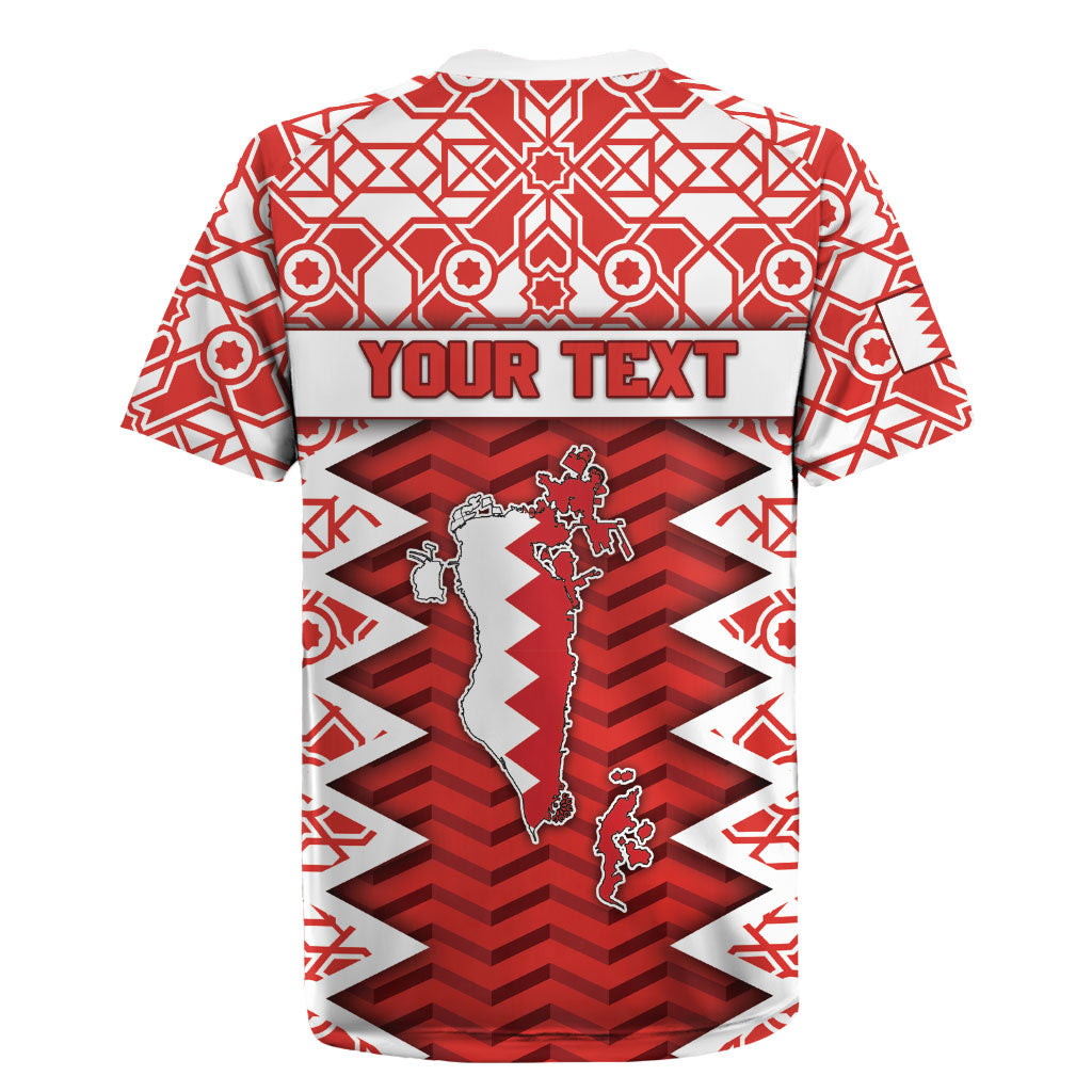Personalized Bahrain Rugby Jersey Royal Coat Of Arms And Map Islamic Pattern