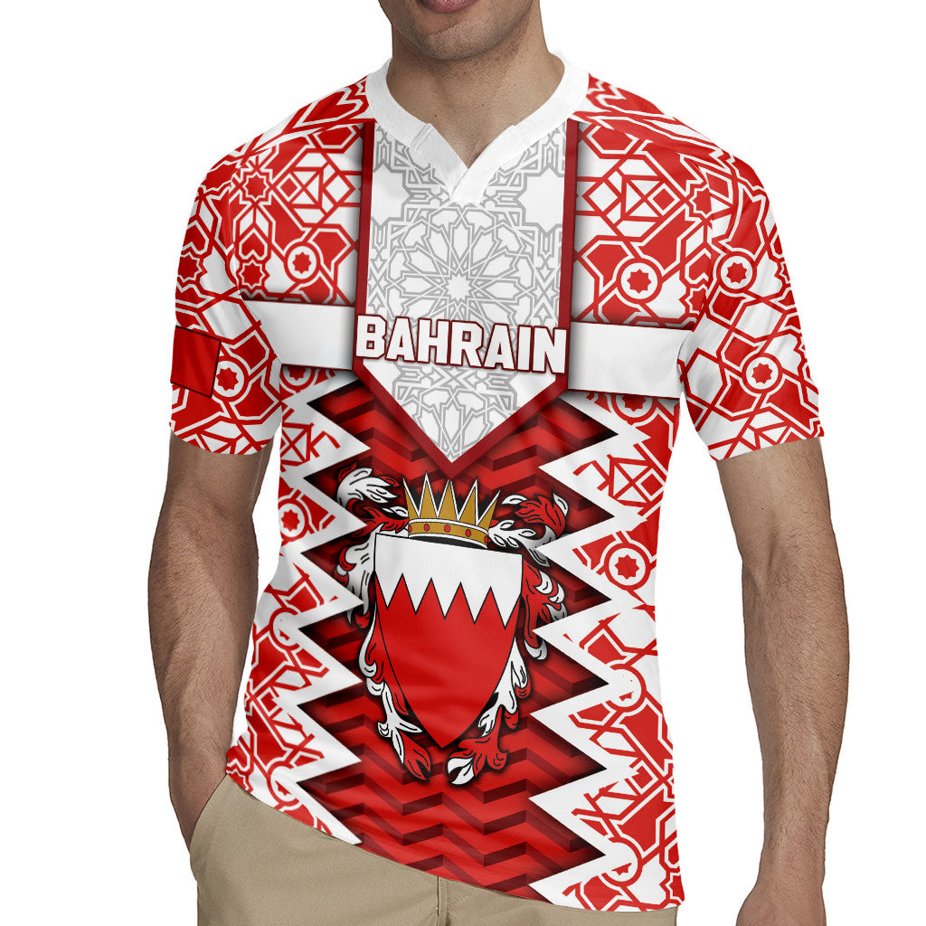 Personalized Bahrain Rugby Jersey Royal Coat Of Arms And Map Islamic Pattern