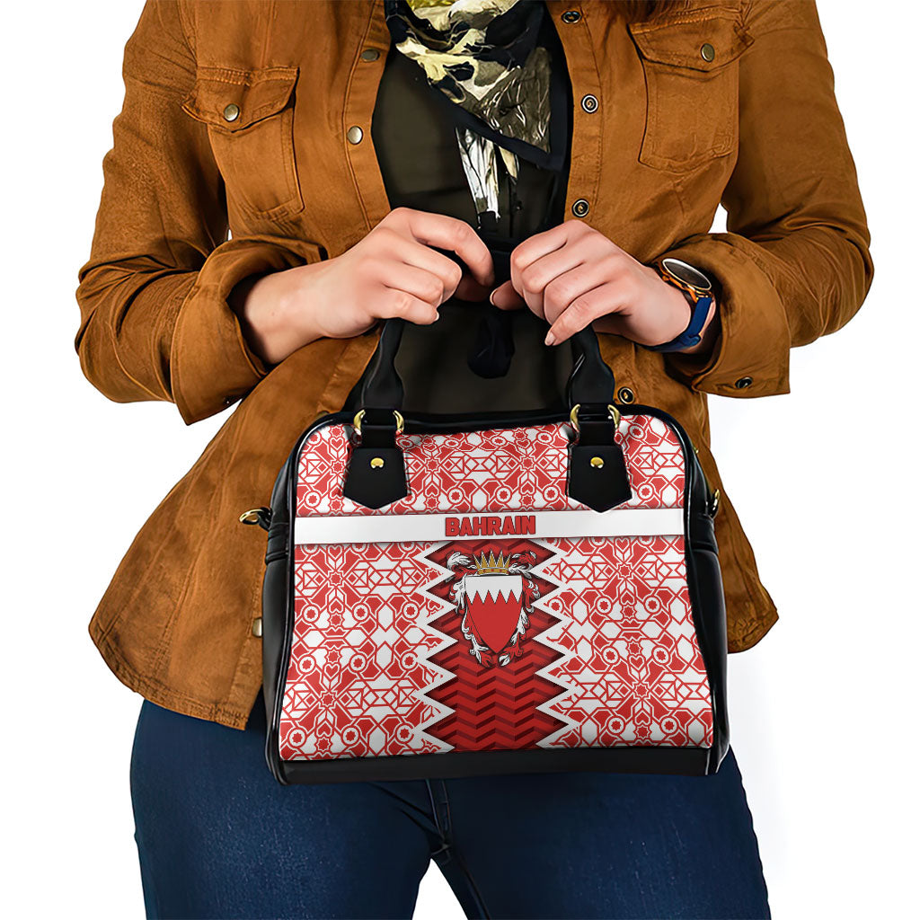 Bahrain Shoulder Handbag Royal Coat Of Arms And Map Islamic Pattern