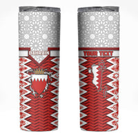 Personalized Bahrain Skinny Tumbler Royal Coat Of Arms And Map Islamic Pattern