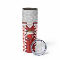Personalized Bahrain Skinny Tumbler Royal Coat Of Arms And Map Islamic Pattern