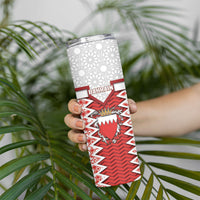 Personalized Bahrain Skinny Tumbler Royal Coat Of Arms And Map Islamic Pattern