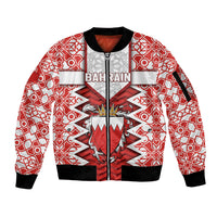Personalized Bahrain Sleeve Zip Bomber Jacket Royal Coat Of Arms And Map Islamic Pattern