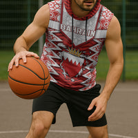 Personalized Bahrain Sleeveless Hoodie Royal Coat Of Arms And Map Islamic Pattern
