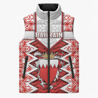 Personalized Bahrain Sleeveless Puffer Jacket Royal Coat Of Arms And Map Islamic Pattern