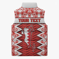 Personalized Bahrain Sleeveless Puffer Jacket Royal Coat Of Arms And Map Islamic Pattern