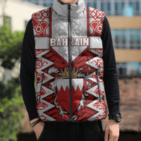Personalized Bahrain Sleeveless Puffer Jacket Royal Coat Of Arms And Map Islamic Pattern