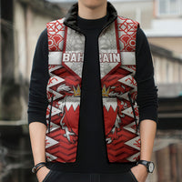 Personalized Bahrain Sleeveless Puffer Jacket Royal Coat Of Arms And Map Islamic Pattern