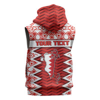 Personalized Bahrain Sleeveless Zip Hoodie Royal Coat Of Arms And Map Islamic Pattern