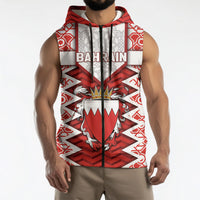 Personalized Bahrain Sleeveless Zip Hoodie Royal Coat Of Arms And Map Islamic Pattern