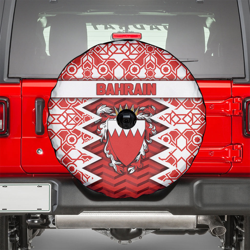 Bahrain Spare Tire Cover Royal Coat Of Arms And Map Islamic Pattern