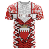 Personalized Bahrain T Shirt Royal Coat Of Arms And Map Islamic Pattern