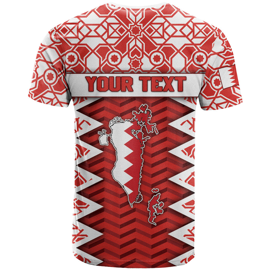 Personalized Bahrain T Shirt Royal Coat Of Arms And Map Islamic Pattern