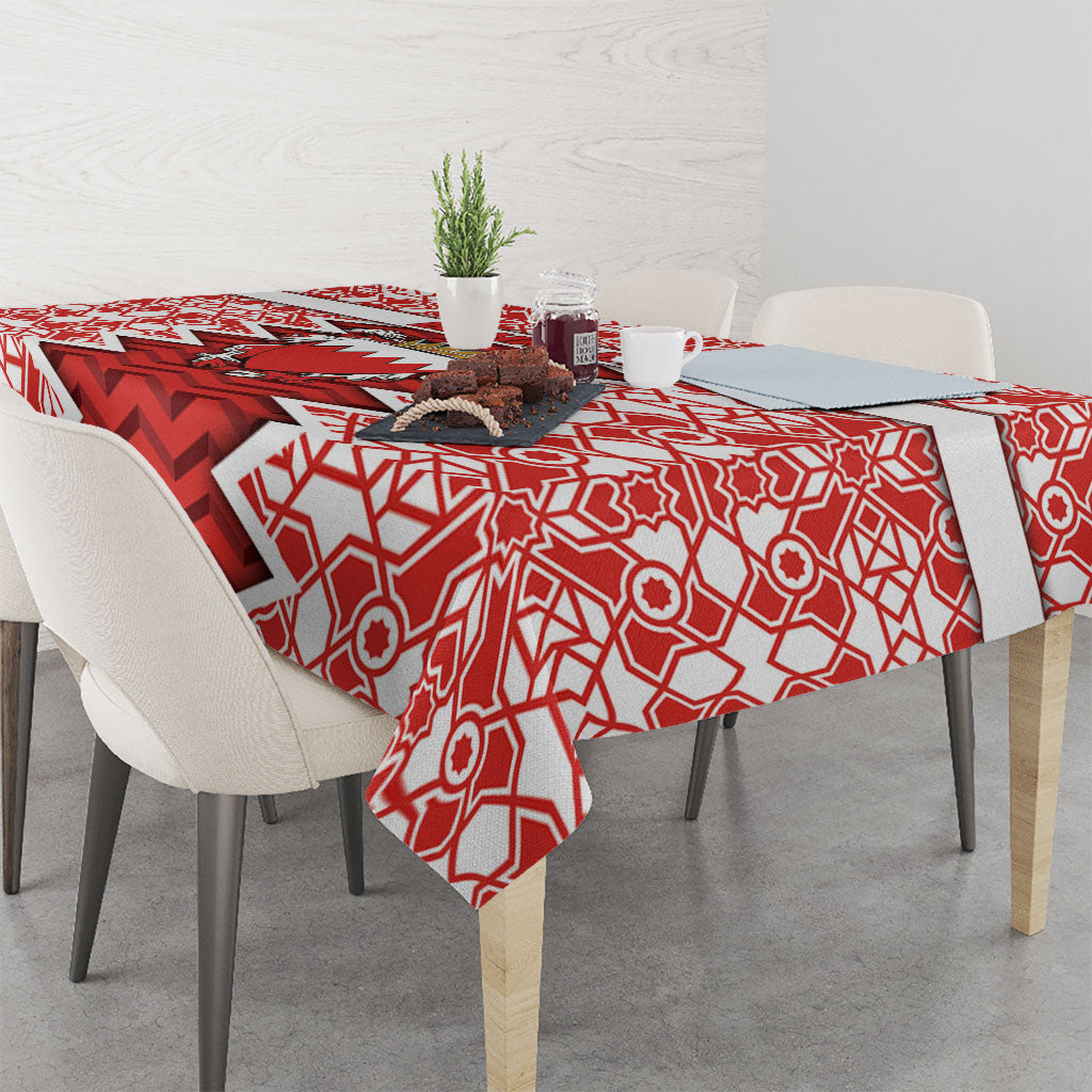Bahrain Tablecloth Royal Coat Of Arms And Map Islamic Pattern