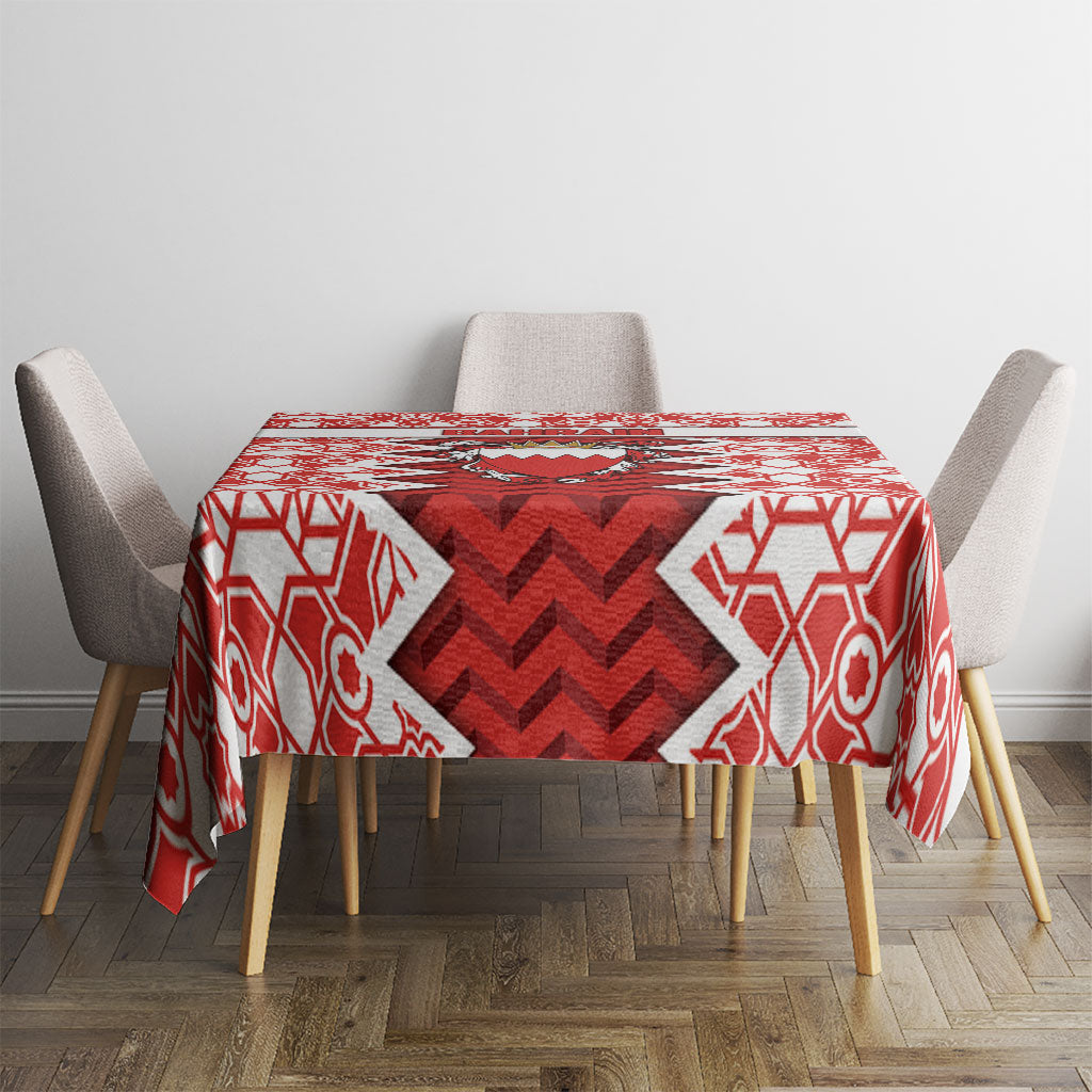 Bahrain Tablecloth Royal Coat Of Arms And Map Islamic Pattern