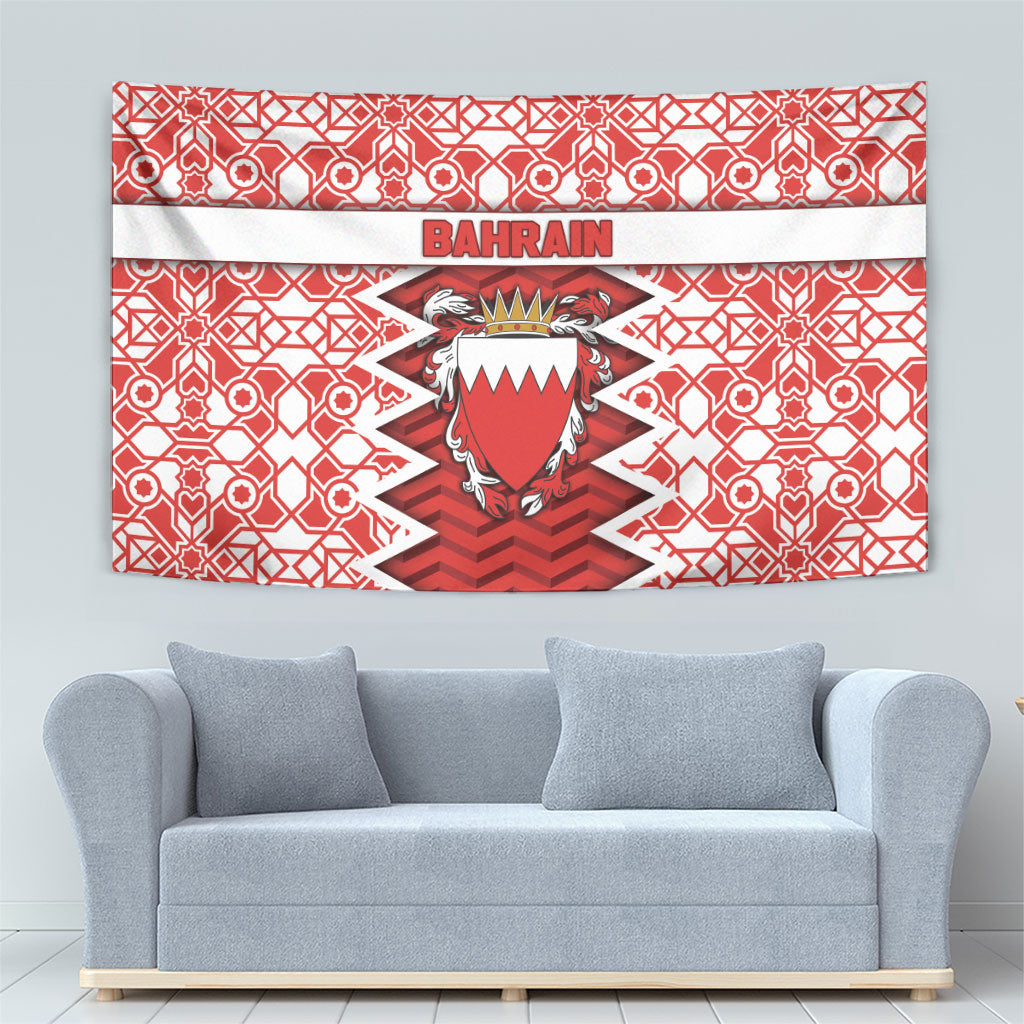 Bahrain Tapestry Royal Coat Of Arms And Map Islamic Pattern