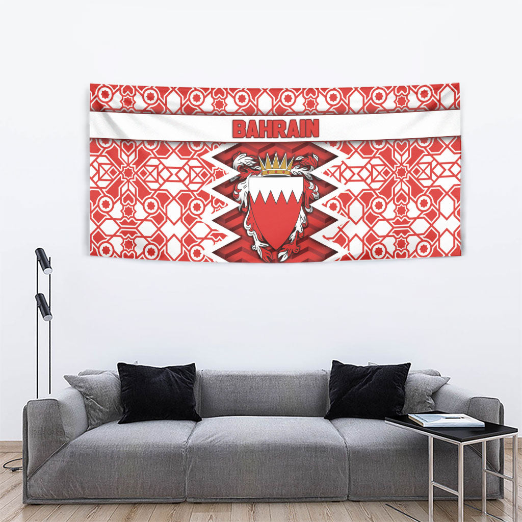 Bahrain Tapestry Royal Coat Of Arms And Map Islamic Pattern