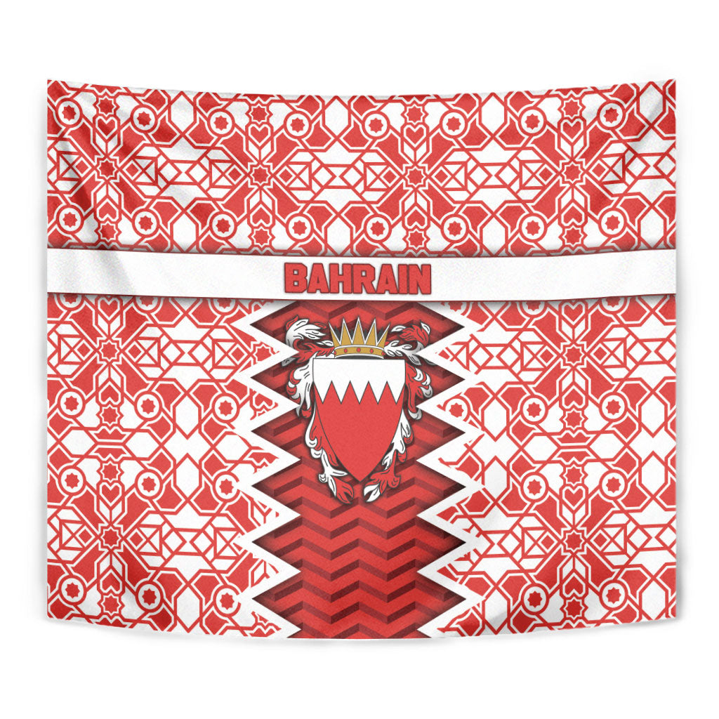 Bahrain Tapestry Royal Coat Of Arms And Map Islamic Pattern