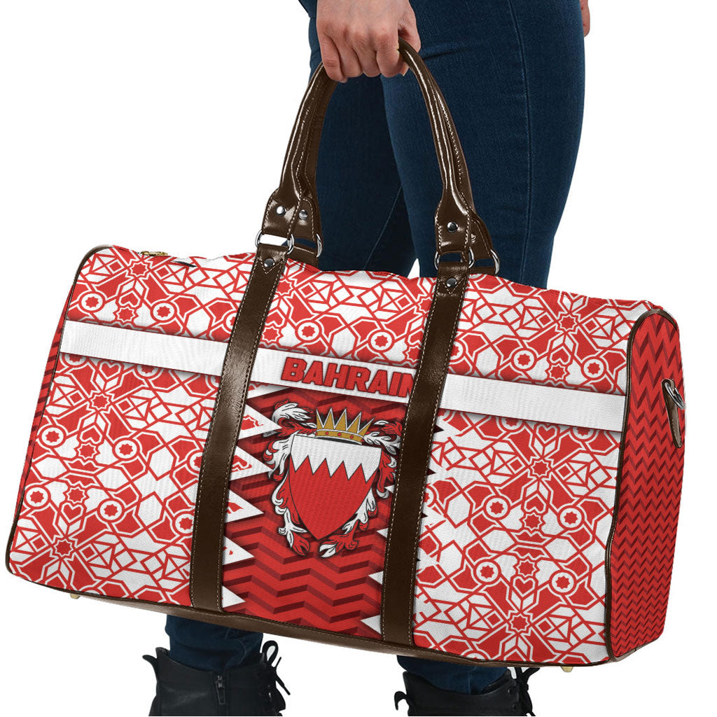 Bahrain Travel Bag Royal Coat Of Arms And Map Islamic Pattern