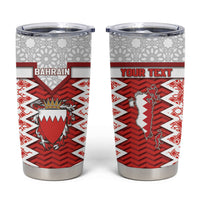 Personalized Bahrain Tumbler Cup Royal Coat Of Arms And Map Islamic Pattern