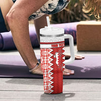 Personalized Bahrain Tumbler With Handle Royal Coat Of Arms And Map Islamic Pattern