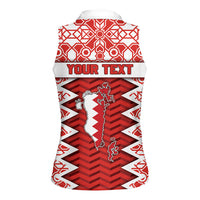 Personalized Bahrain Women Sleeveless Polo Shirt Royal Coat Of Arms And Map Islamic Pattern