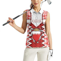 Personalized Bahrain Women Sleeveless Polo Shirt Royal Coat Of Arms And Map Islamic Pattern