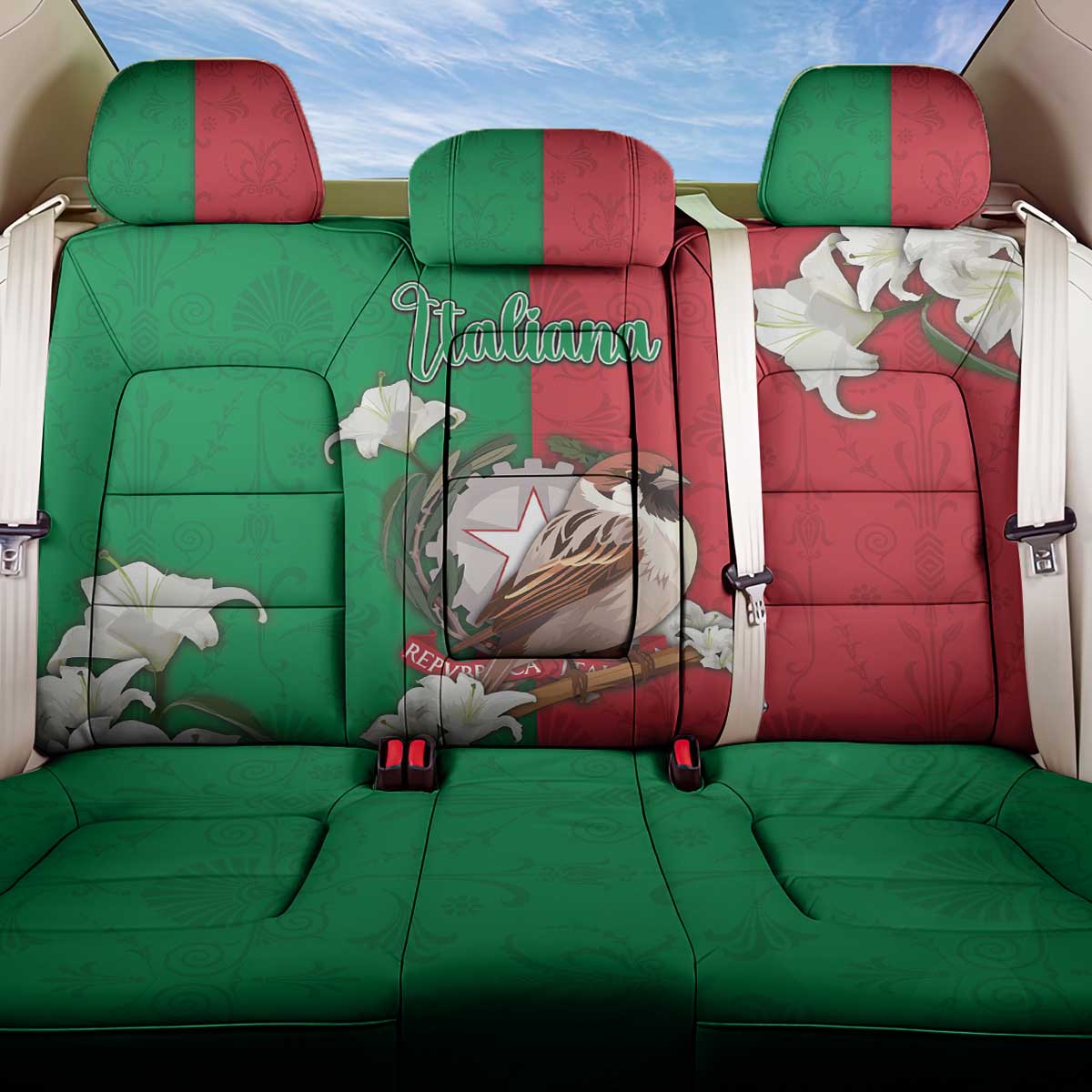 Italy Back Car Seat Cover Sparrow With Symbol Italiana - Wonder Print Shop