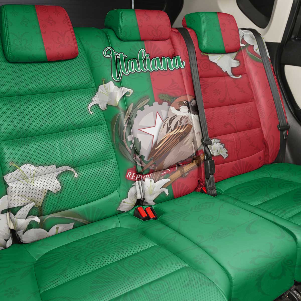 Italy Back Car Seat Cover Sparrow With Symbol Italiana - Wonder Print Shop