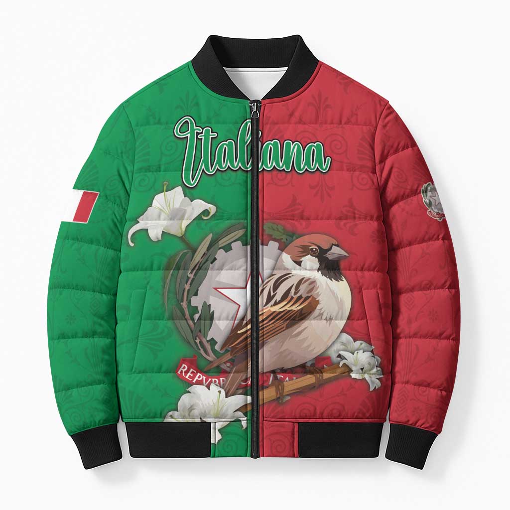 Personalized Italy Bomber Puffer Jacket Sparrow With Symbol Italiana - Wonder Print Shop