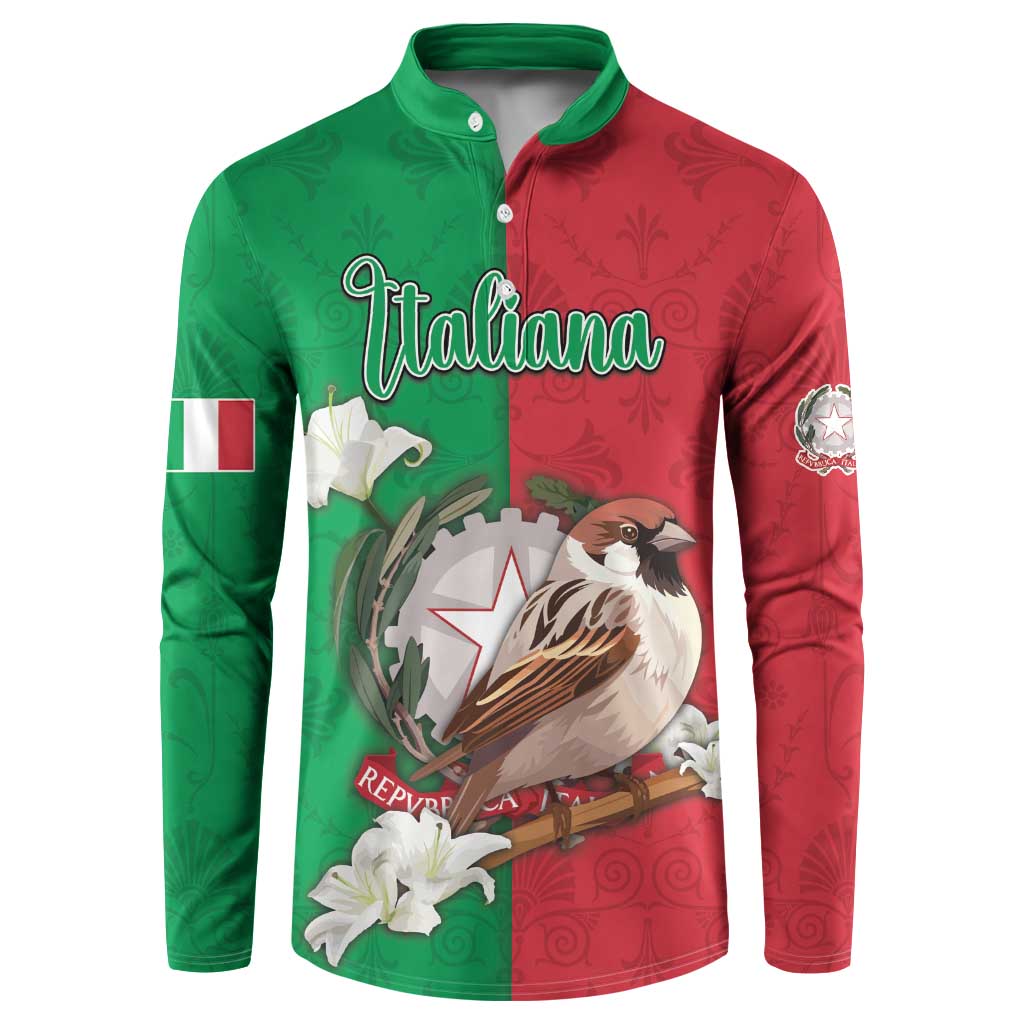 Personalized Italy Button Sweatshirt Sparrow With Symbol Italiana - Wonder Print Shop