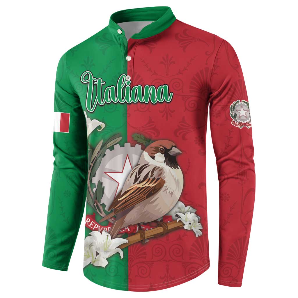 Personalized Italy Button Sweatshirt Sparrow With Symbol Italiana - Wonder Print Shop