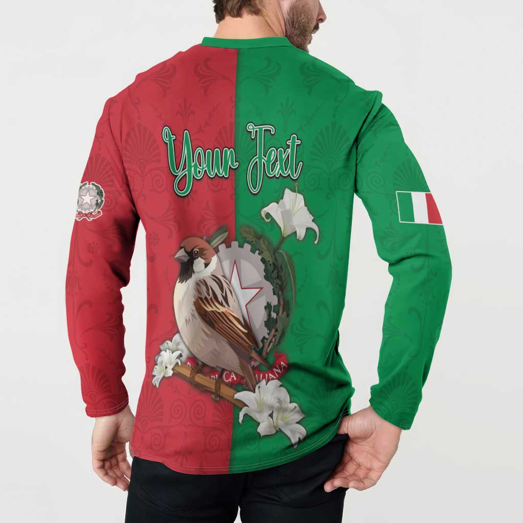 Personalized Italy Button Sweatshirt Sparrow With Symbol Italiana - Wonder Print Shop