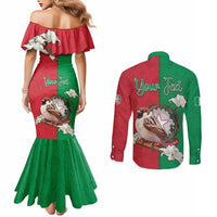 Personalized Italy Couples Matching Mermaid Dress and Long Sleeve Button Shirt Sparrow With Symbol Italiana - Wonder Print Shop