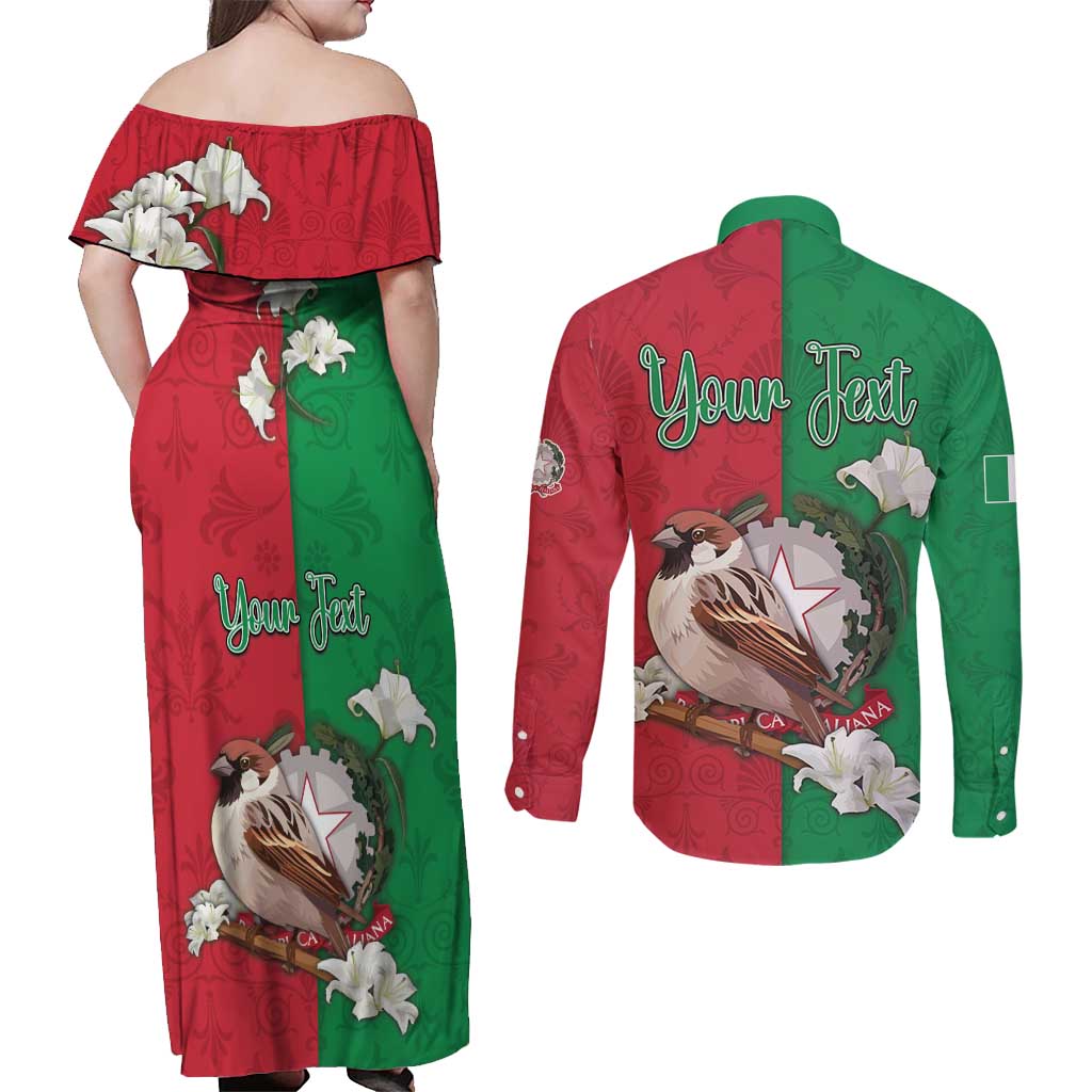 Personalized Italy Couples Matching Off Shoulder Maxi Dress and Long Sleeve Button Shirt Sparrow With Symbol Italiana - Wonder Print Shop