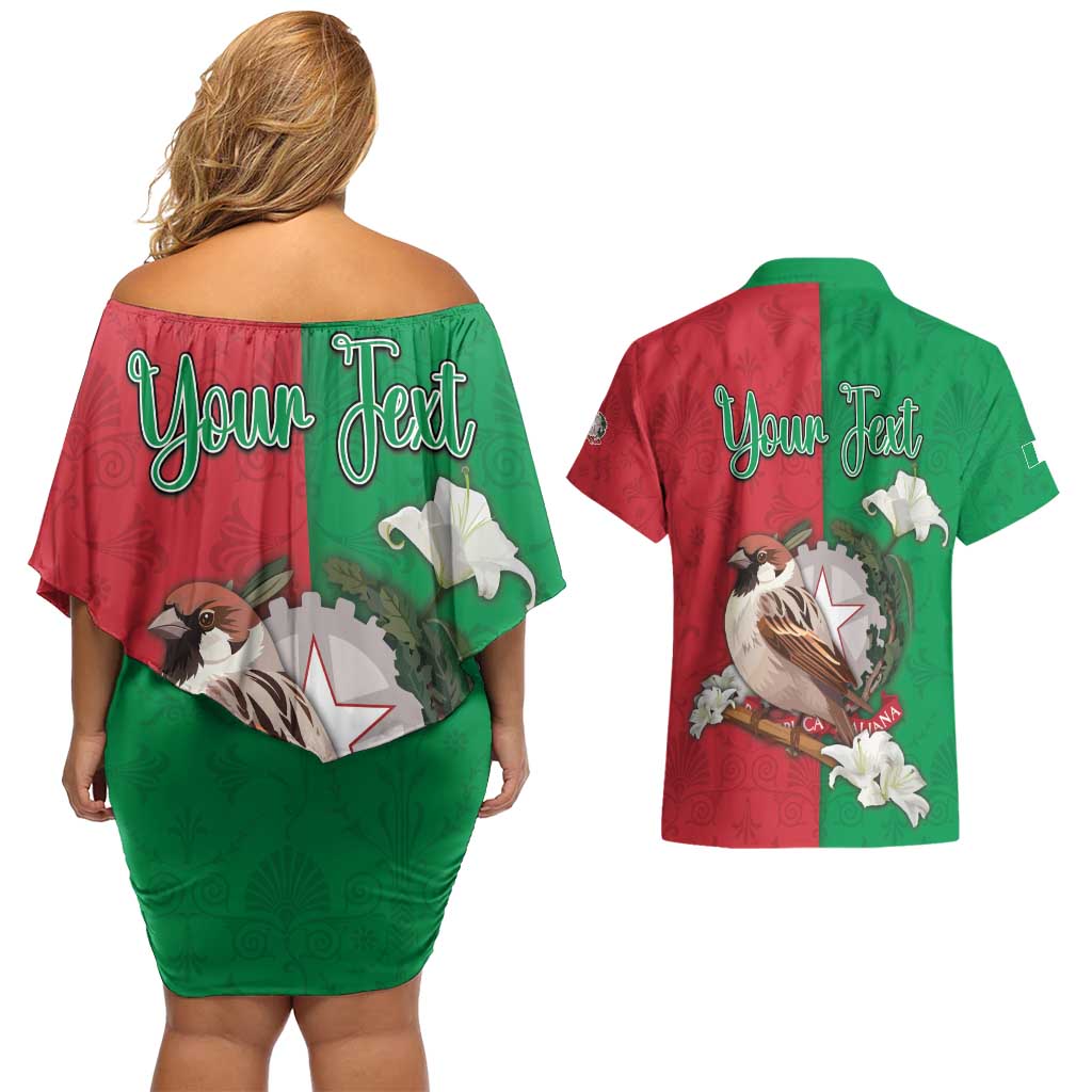 Personalized Italy Couples Matching Off Shoulder Short Dress and Hawaiian Shirt Sparrow With Symbol Italiana - Wonder Print Shop
