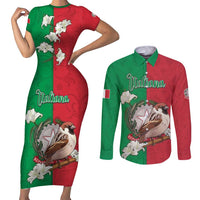 Personalized Italy Couples Matching Short Sleeve Bodycon Dress and Long Sleeve Button Shirt Sparrow With Symbol Italiana - Wonder Print Shop