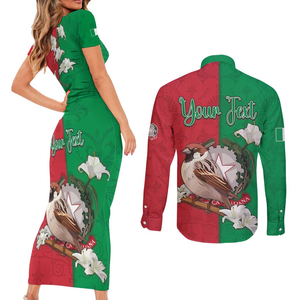 Personalized Italy Couples Matching Short Sleeve Bodycon Dress and Long Sleeve Button Shirt Sparrow With Symbol Italiana - Wonder Print Shop
