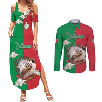 Personalized Italy Couples Matching Summer Maxi Dress and Long Sleeve Button Shirt Sparrow With Symbol Italiana - Wonder Print Shop