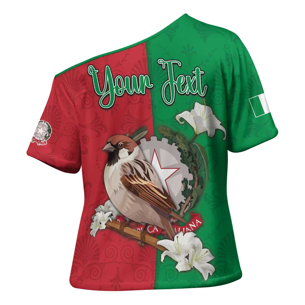 Personalized Italy Cross Shoulder Shirt Sparrow With Symbol Italiana - Wonder Print Shop
