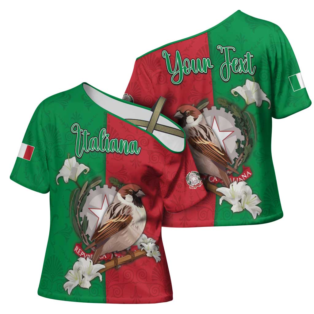 Personalized Italy Cross Shoulder Shirt Sparrow With Symbol Italiana - Wonder Print Shop